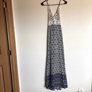Boho crochet maxi dress, medium.